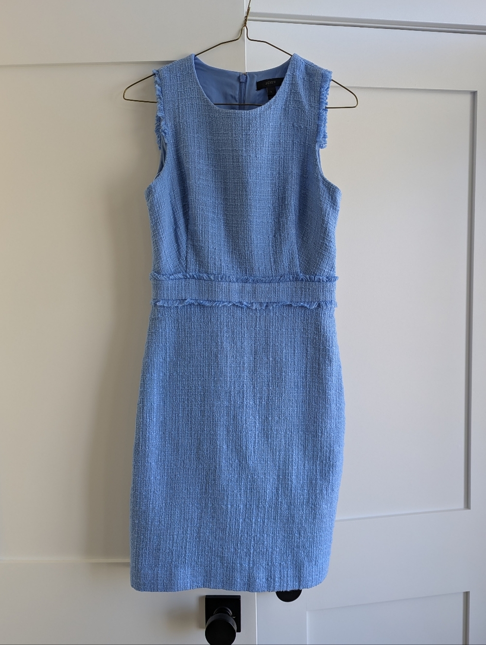 J. Crew Light Blue Textured Sleeveless Sheath Dress